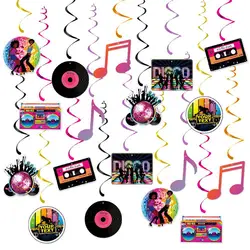 18Pcs Disco Themed Party Hanging Swirls 70s 80s 90s Musical Note Spiral Dancing Birthday Party Spiral Ceiling Decoration