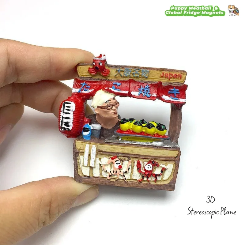 Japón Osaka Takoyaki comida Cultural creativo imán magnético para nevera recuerdo de viaje decoración del hogar regalo
