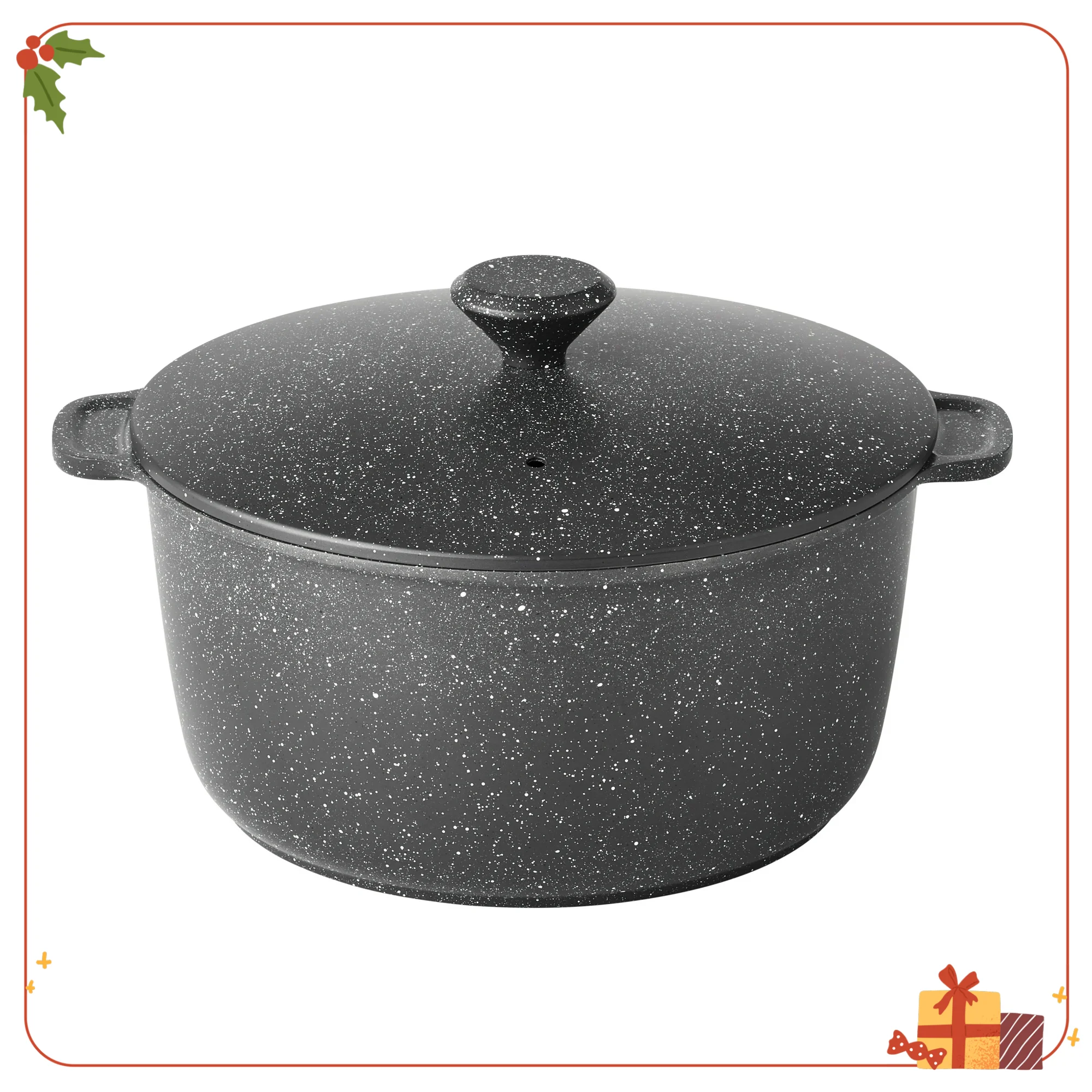 

5 Quart Nonstick Cast Aluminum Dutch Oven, Charcoal Speckle