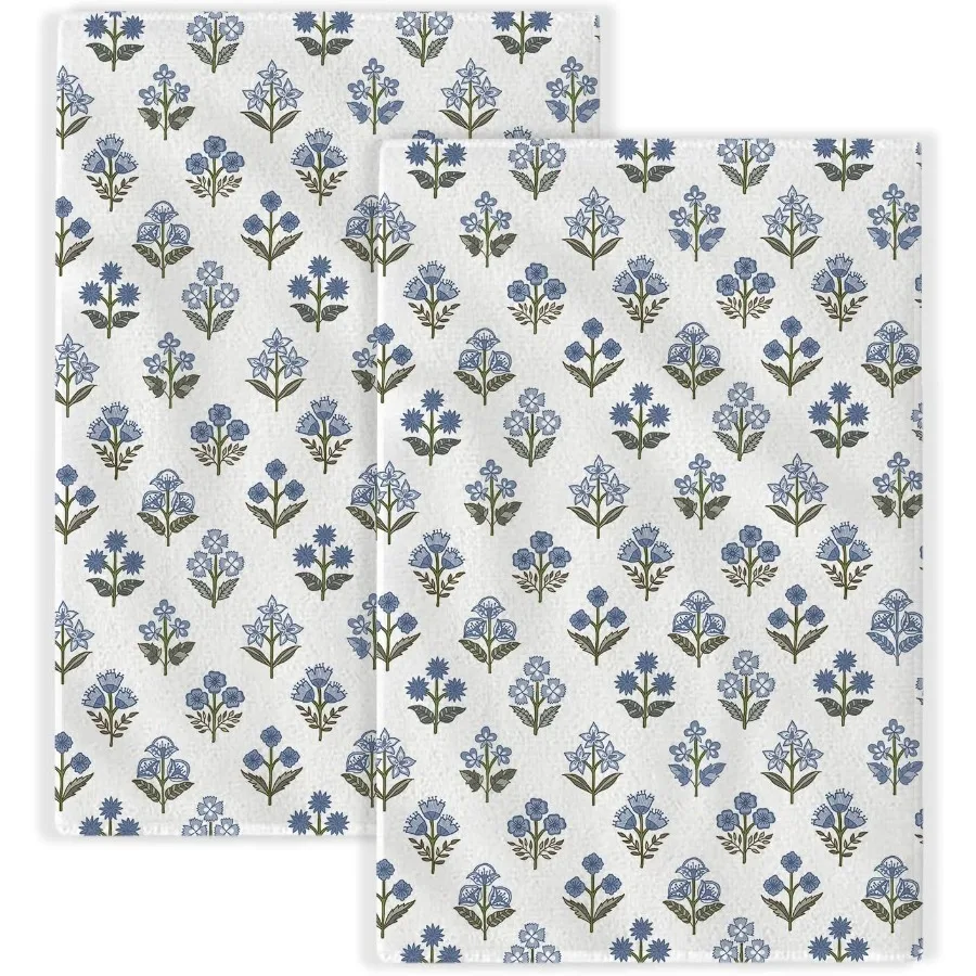 

Синий шалфейный зеленый блок с принтом, весенние кухонные полотенца с цветочным принтом, винтажные полотенца для посуды с цветами 16x24 Ih, украшение для летних праздников в фермерском доме