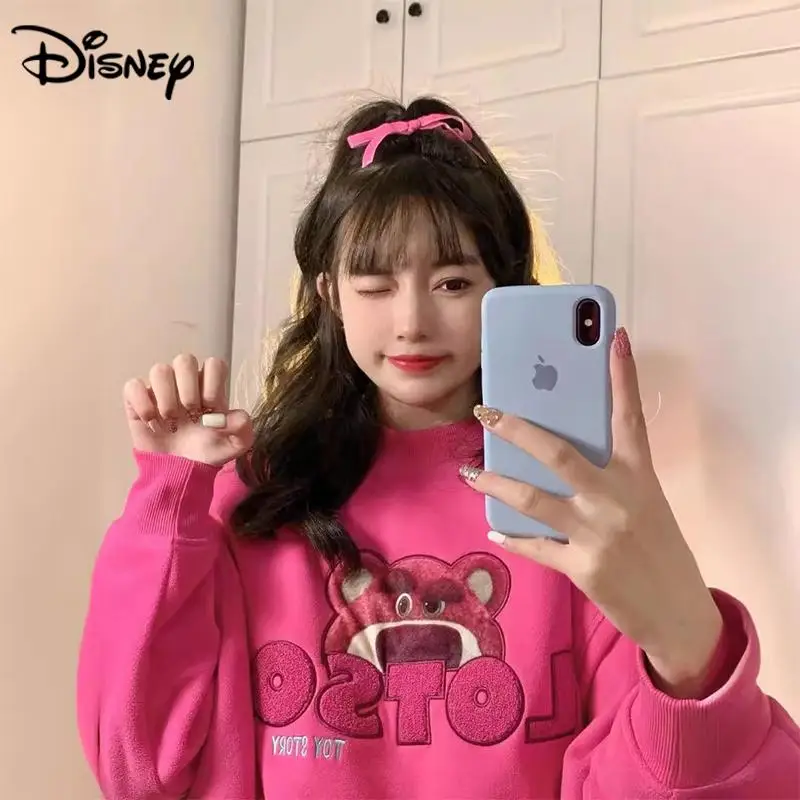 

Anime Disney Lotso Sweatshirt Kawaii Spring Autumn Women Round Neck Embroidered Top Cartoon Casual Girl Clothes Birthday Gift