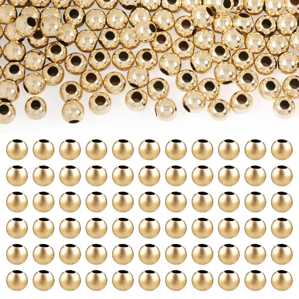 

100Pcs Yellow Gold Filled Brass Beads Golden Round Loose Spacer for DIY Bracelet Necklace Jewelry Making 2x2mm Hole: 0.8mm