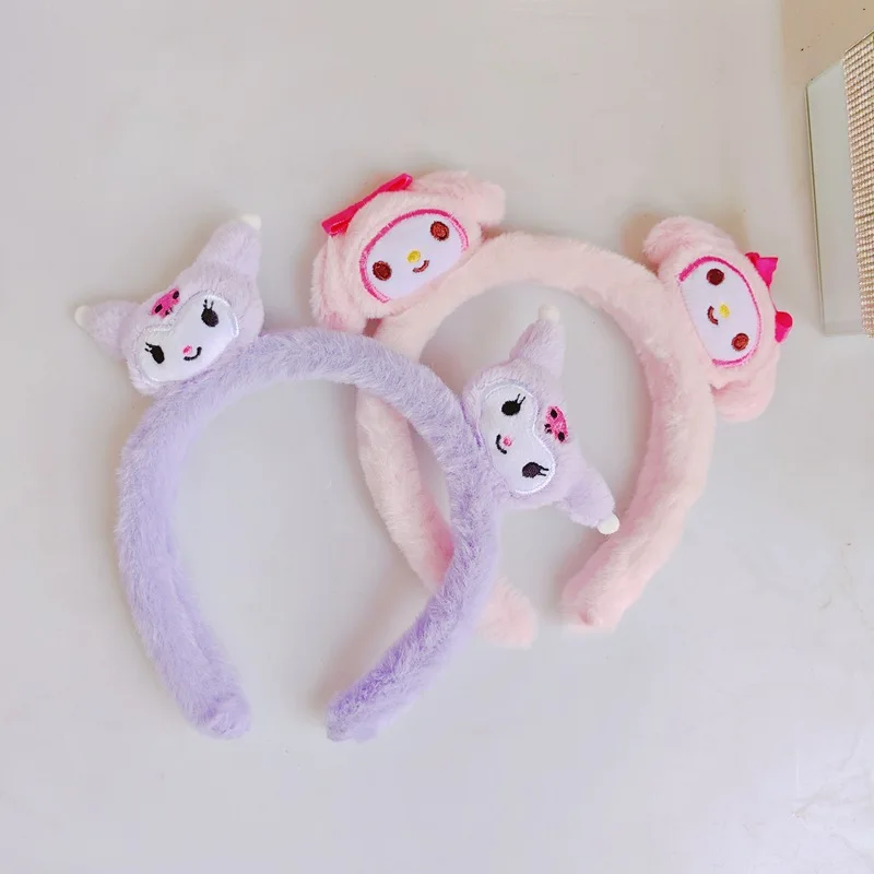 Kawaii Sanrio Accessories Hello Kitty Makeup Wash Hair Ring Kuromi Cinnamoroll My Melody Hair Band Headband Girl Birthday Gift