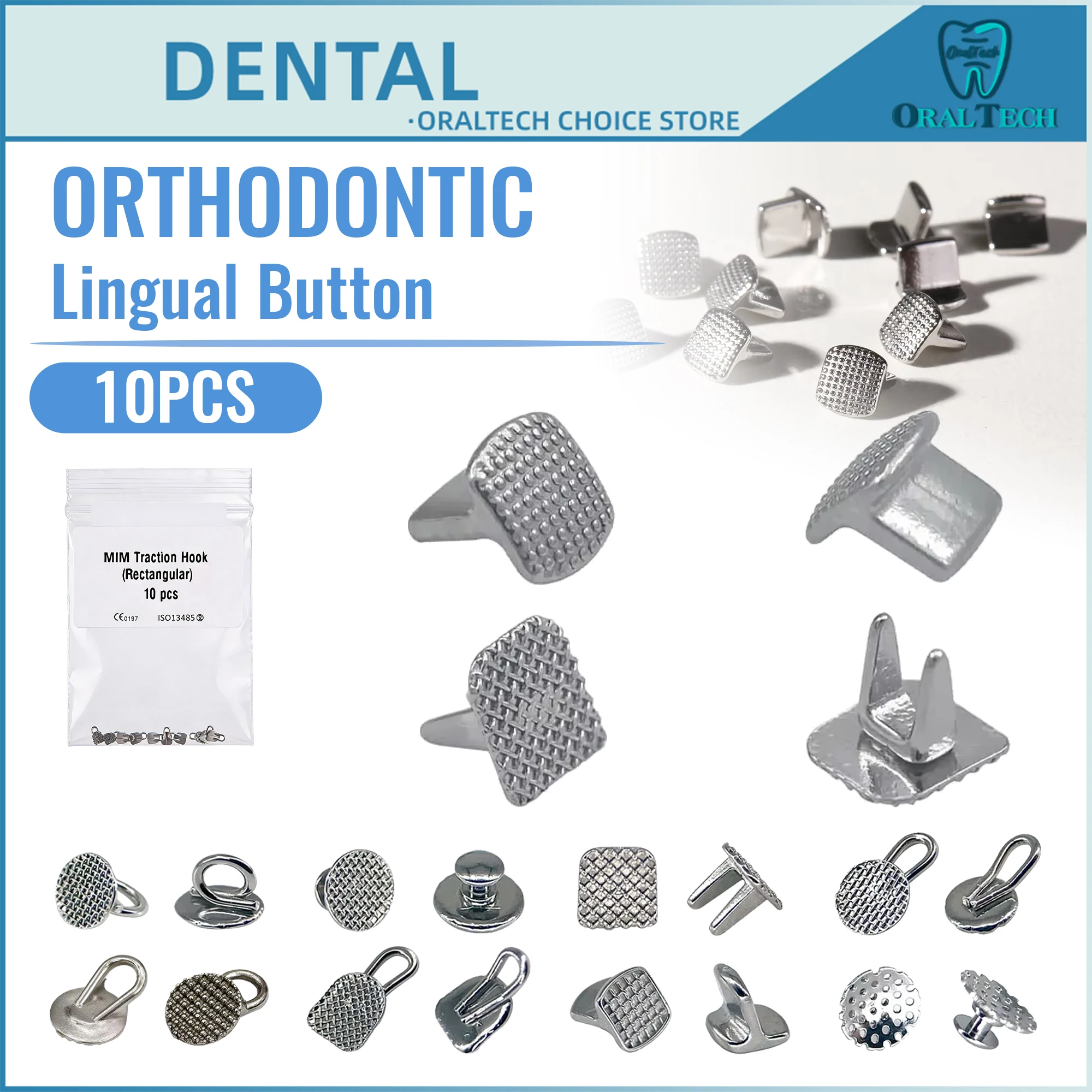 Zunge Tamers Biss Opener 10 teile/beutel Dental Kieferorthopädische Lingual Tasten Metall Bondable Mesh Basis Zahnmedizin Zubehör Materialien