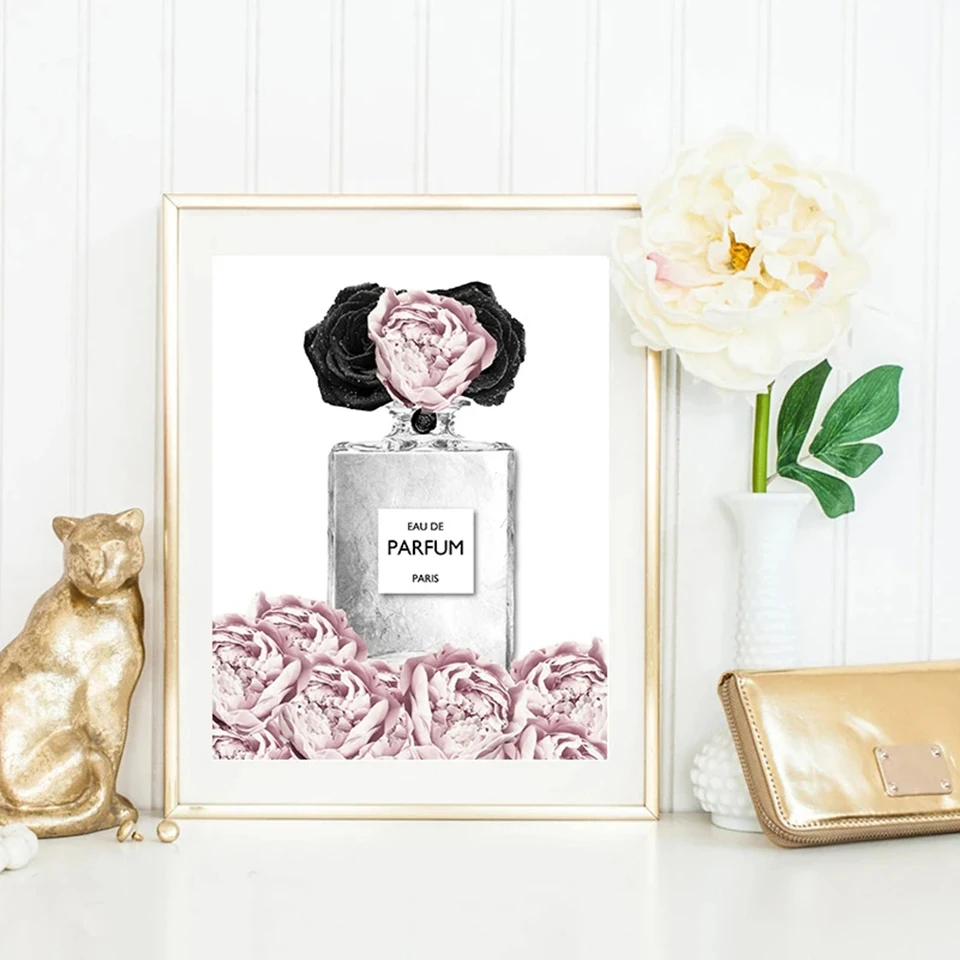 DIY 2023 New Diamond Painting Pink Flower Perfume Fashion Lady Embroidery Sliver Lips Makeup Picture Modern Girl Room Home Decor
