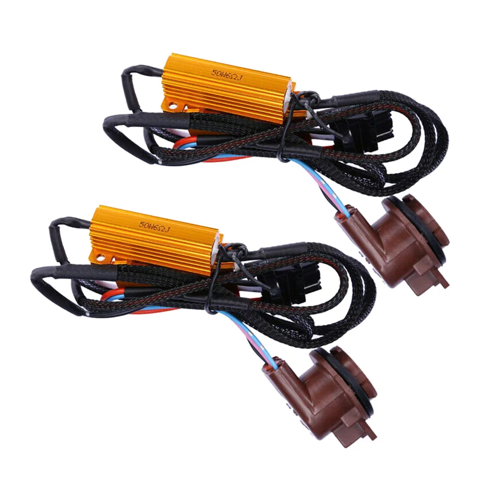2Pcs 3157 LED Front Turn Signal Load Resistor Adapter Anti Hyper Flash Error Canceler New 50W 8ohm / 60ohm