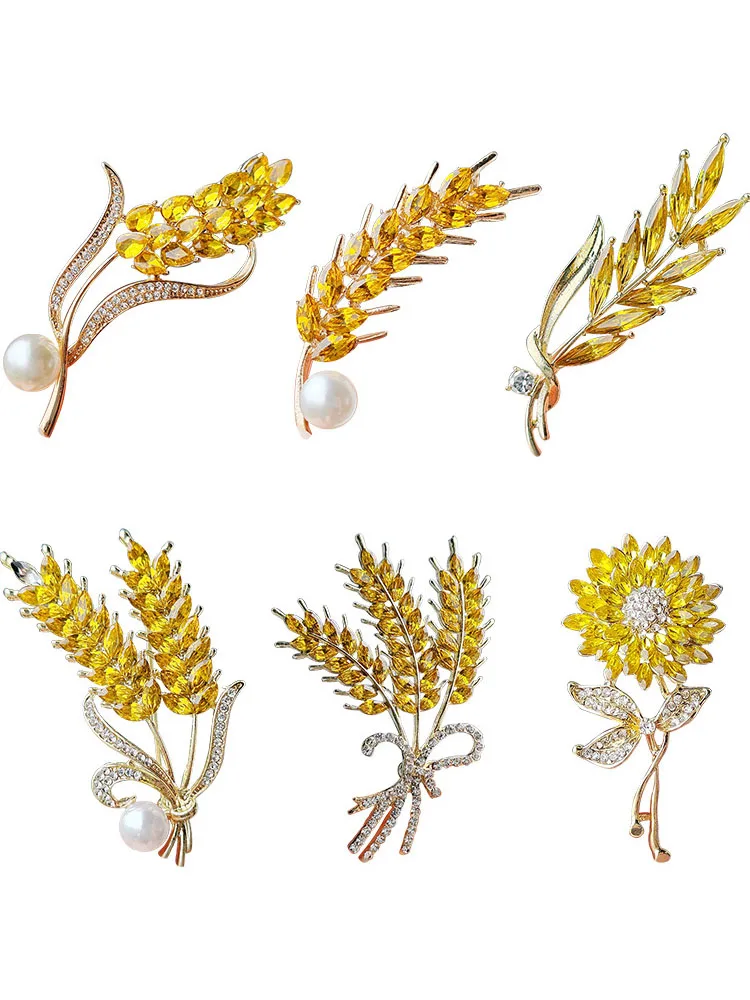 Enamel Rhinestone Sunflower Brooches For Women Casual Brooch Pin Clothes Suit Decoration Office Party Fashion Jewelry Gifts