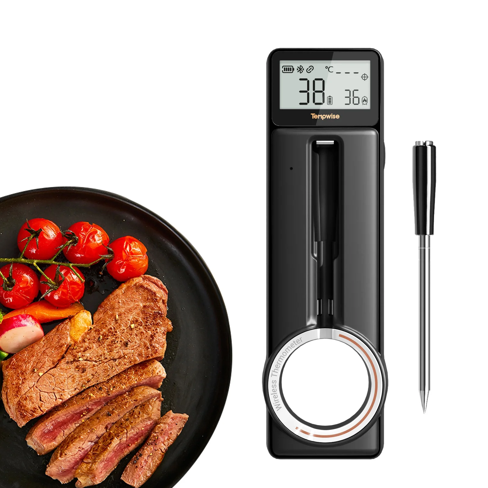 

Tempwise Smart BBQ Thermometer HD LCD Display Screen Bluetooth 5.4 Household Food Thermometer for Roasting,Smoking,Cooking