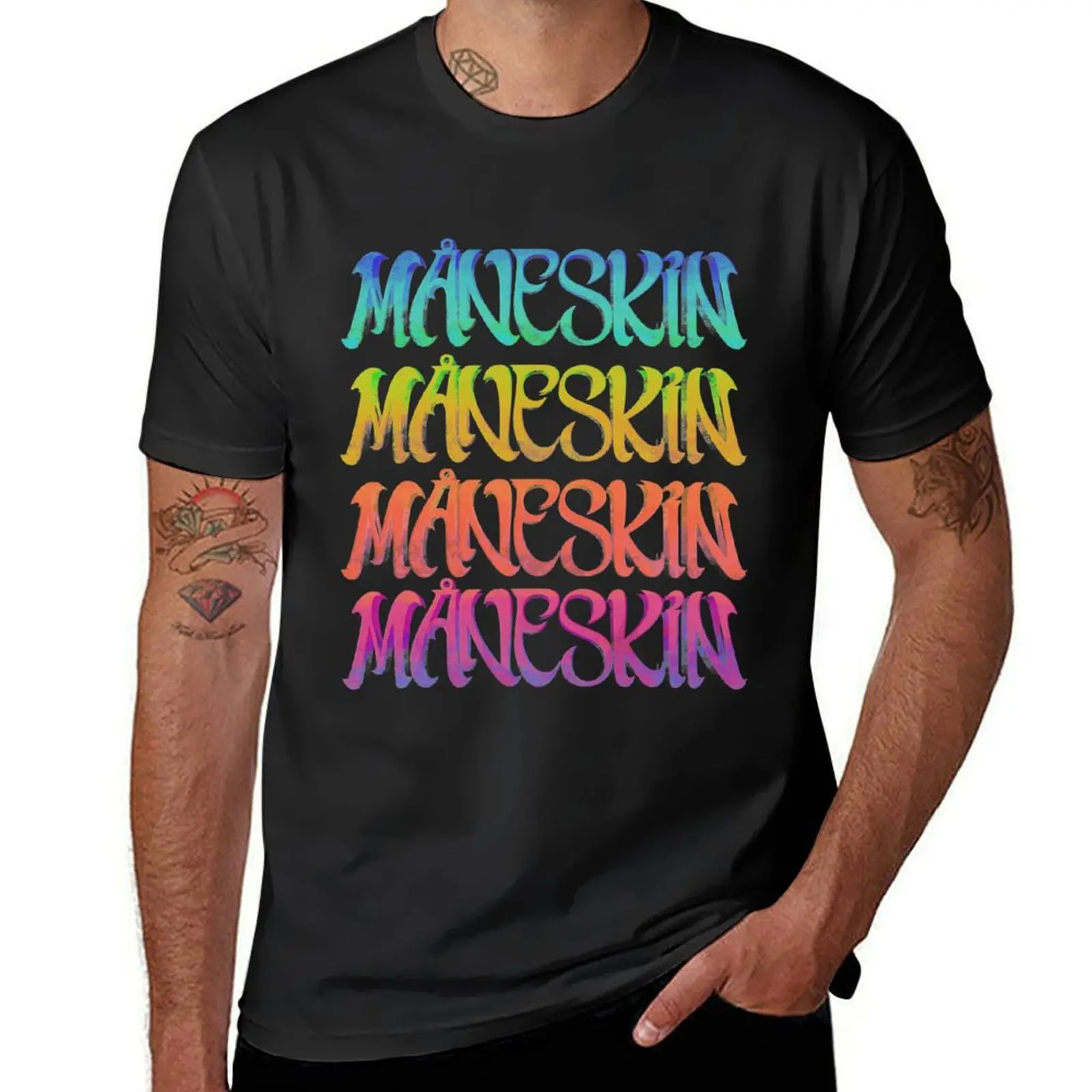 M?neskin rainbow rock, maneskin T-Shirt for a boy korean fashion animal prinfor boys sweat shirts, men