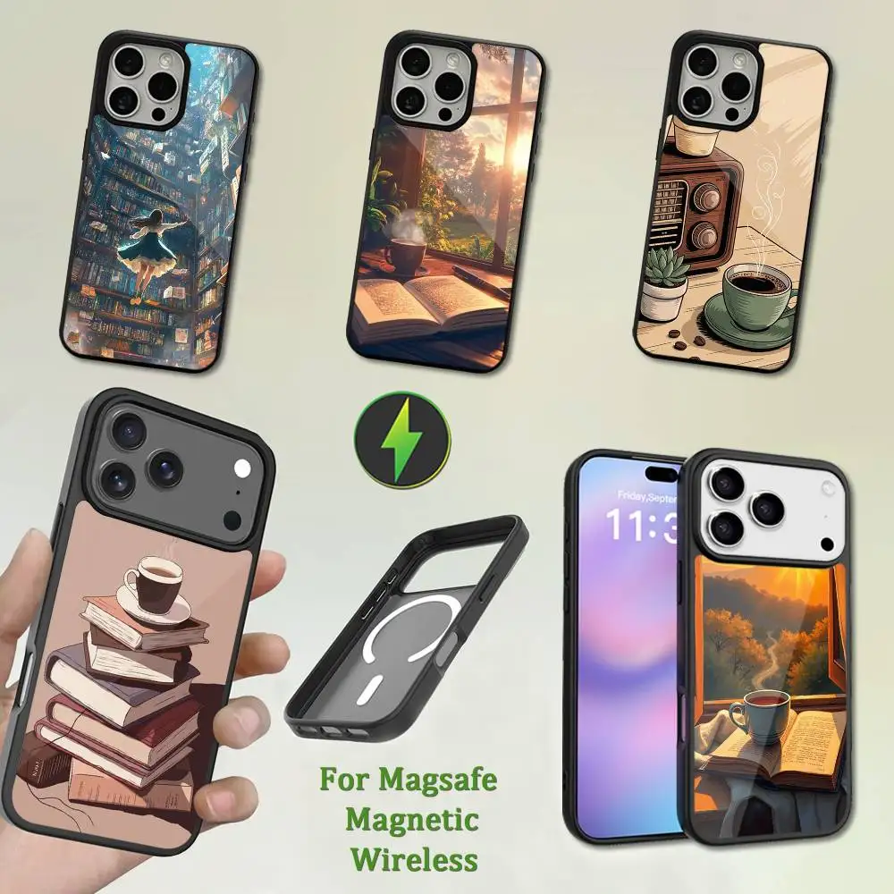 

Books Art illustration Phone Case For iPhone 13,12,11,16,15,17,14,Pro,Max,Plus,Mini,Magsafe,Magnetic Wireless Charging