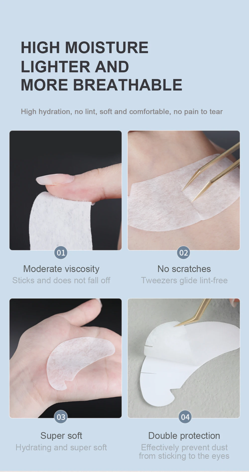 OWOSC 500PCS Hydrogel Patches Wimpernverlängerung Patch Wimpern Patch Lash Extension Supplies Unter Augenklappen Augenpolster V-förmig – Detail 7