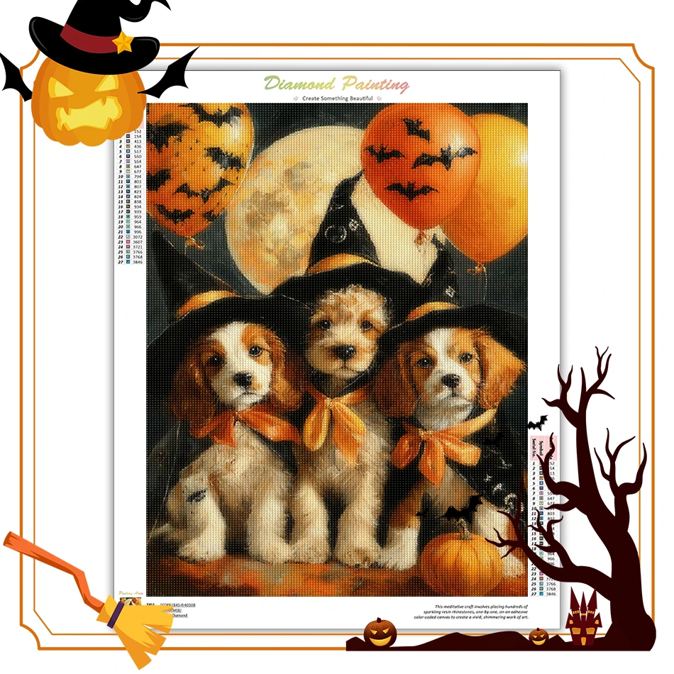 

SDOYUNO Diamond Painting Halloween Animal Dog Family Diamond Mosaic Paintings Set Diamonds For Picture Crafts Embroidery Stitch