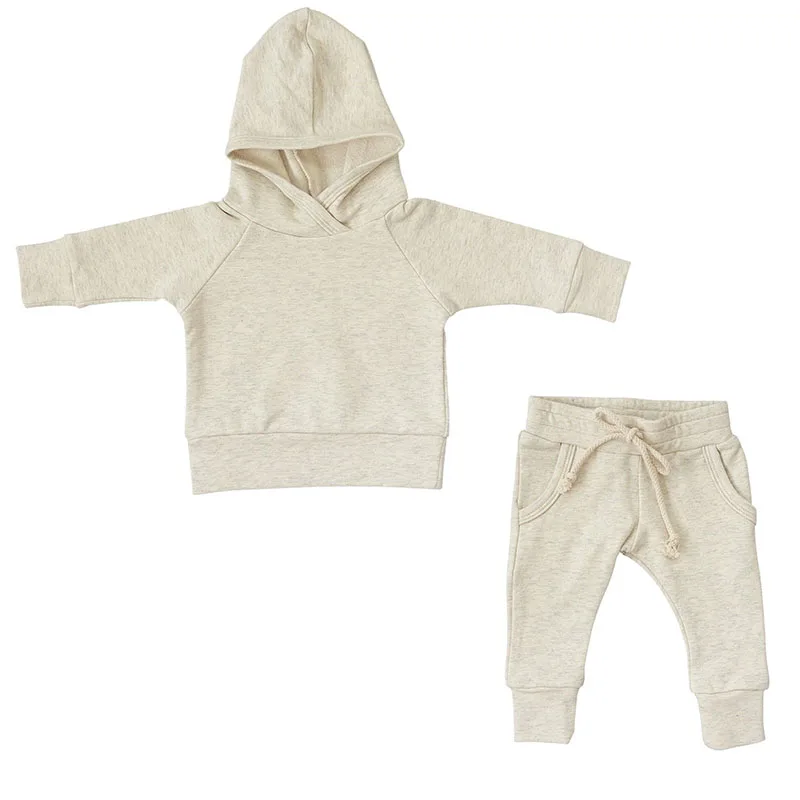 Ensembles de vêtements tricotés en coton pour enfants, survêtement pour bébés garçons et filles, sweat à capuche et pantalon, tenues de vêtements,