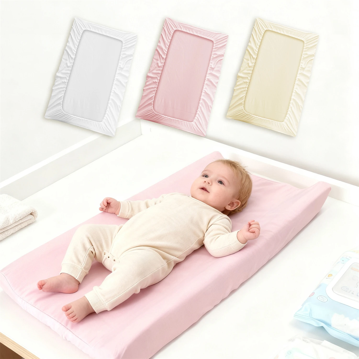 Wickelunterlage für Mädchen und Jungen, Ultra Weich und Atmungsaktiv, Wickeltischauflage für Babys (Nur Auflage)