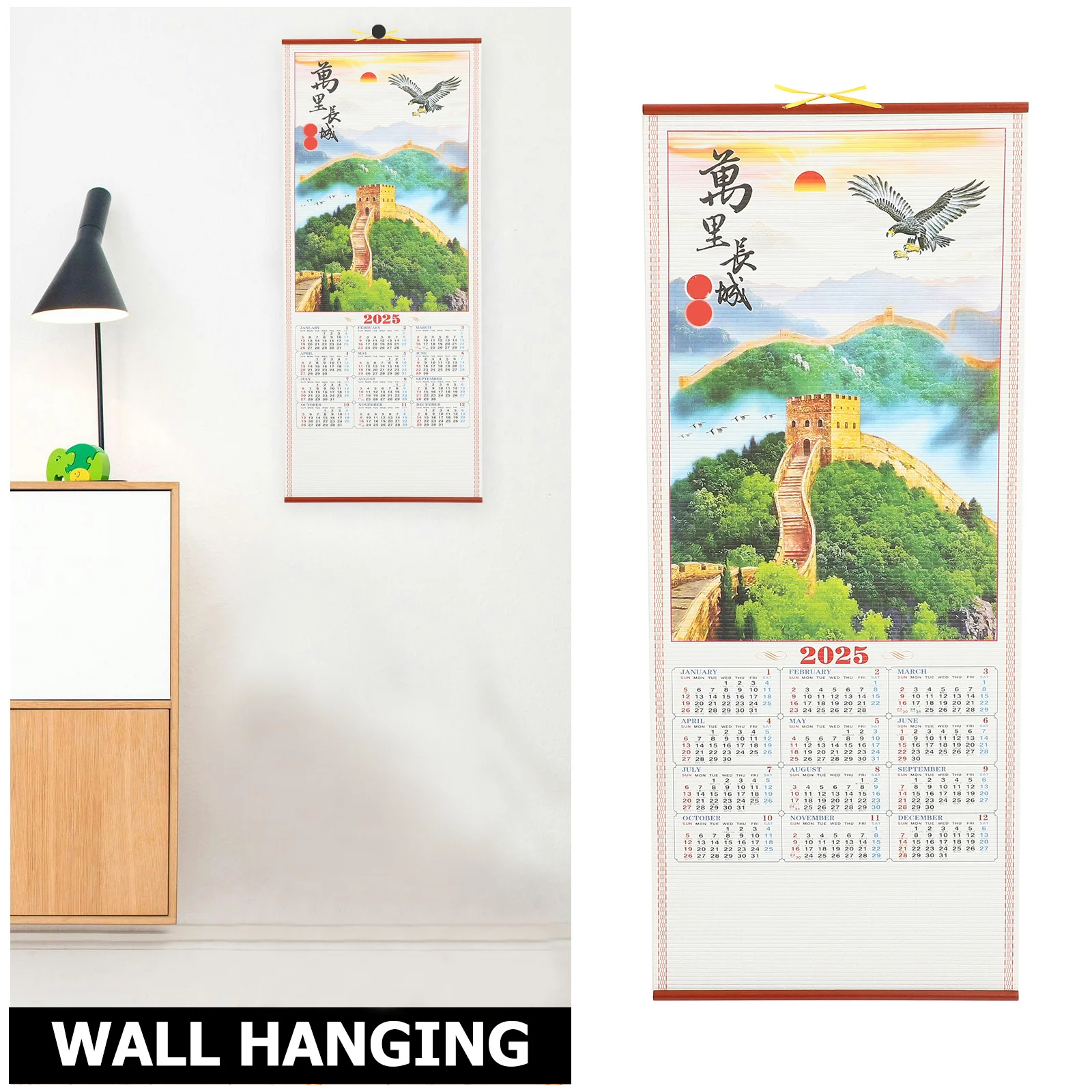1개 스크롤 월캘린더 2025년 뱀의 해 월간 걸이형 캘린더 가정 사무실용 선명한 인쇄 계획 캘린더 가정 장식