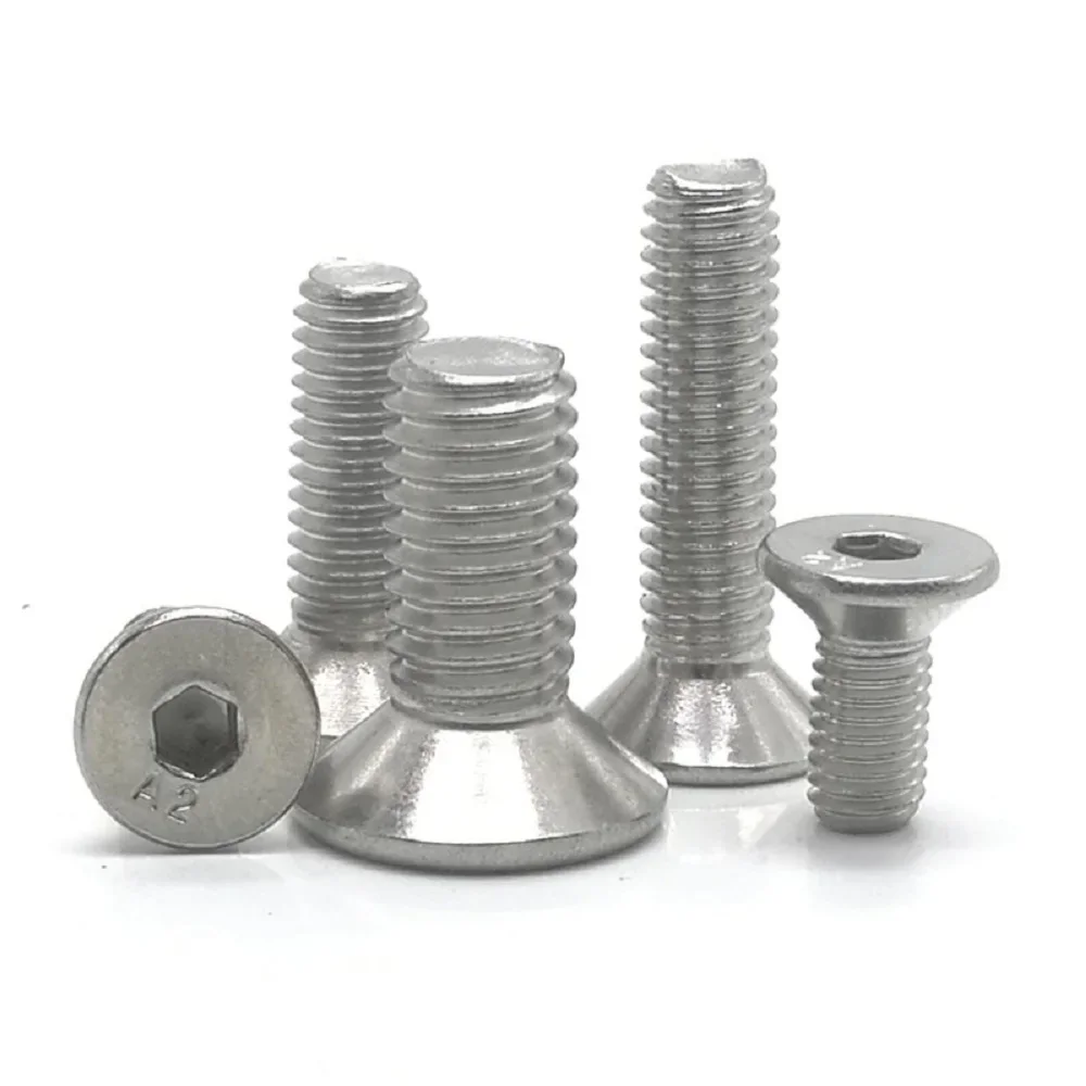 5-50 قطعة DIN7991 مفتاح ألين M2 M2.5 M3 M4 M5 M6 M8 الفولاذ المقاوم للصدأ 304 أو الأسود عرافة المقبس المسمار شقة غاطسة رئيس مسامير #4
