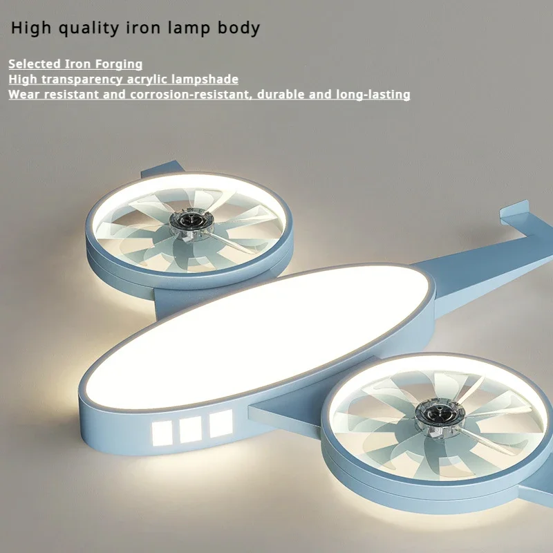ไฟพัดลมติดเพดานสำหรับห้องเด็ก, โคมไฟ hiasan interior พัดลมเครื่องบินรูปทรงทันสมัยและเรียบง่าย