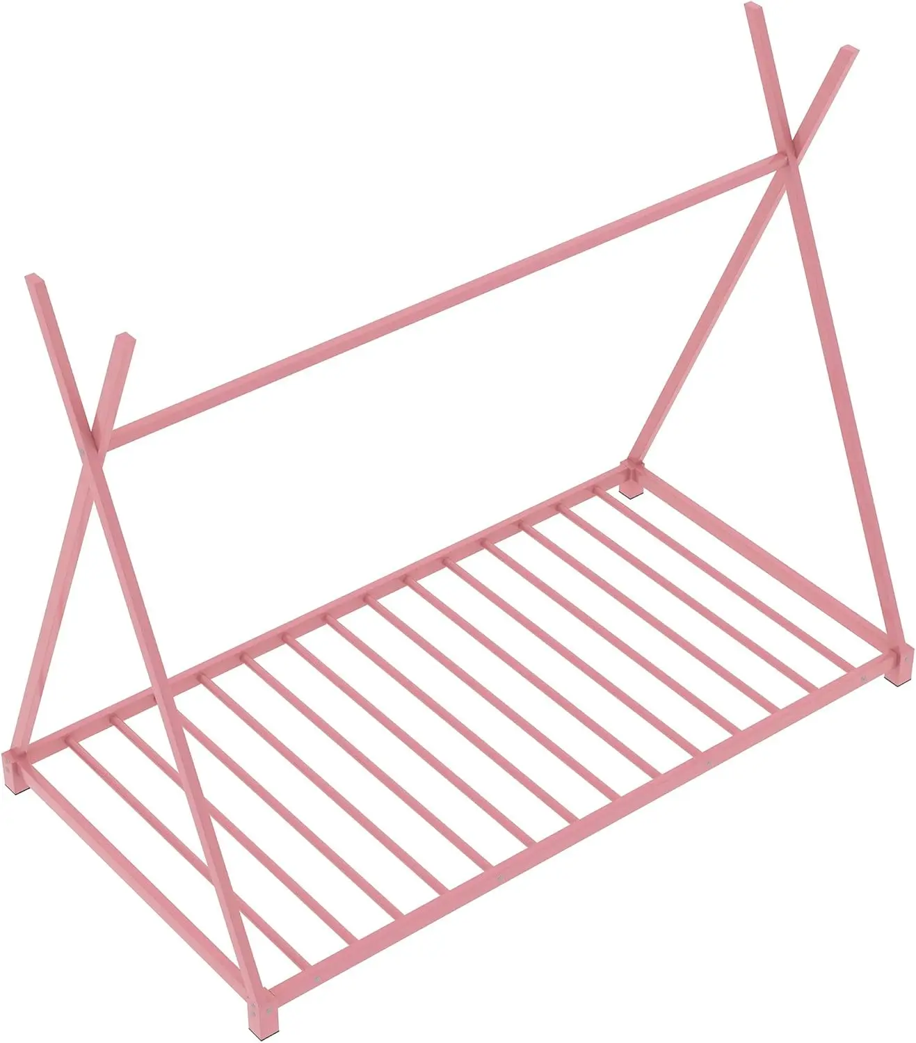 Lit avec lamelles et structure triangulaire, cadre de lit au sol Montessori, taille jumelle, lit de maison jumeau, lit au sol pour enfants