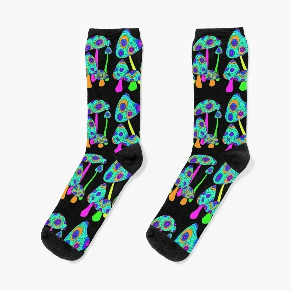 Technicolor Mushrooms Green Fungi Socks golf christmas stocking loose floral Socks Male Women's