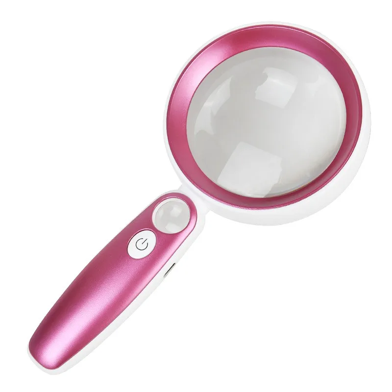 BHBD-Professional Magnifying Glass 6X 22X With 23 LED Light For Seniors Handheld Jewelry Loupe Reader Glasses Reading