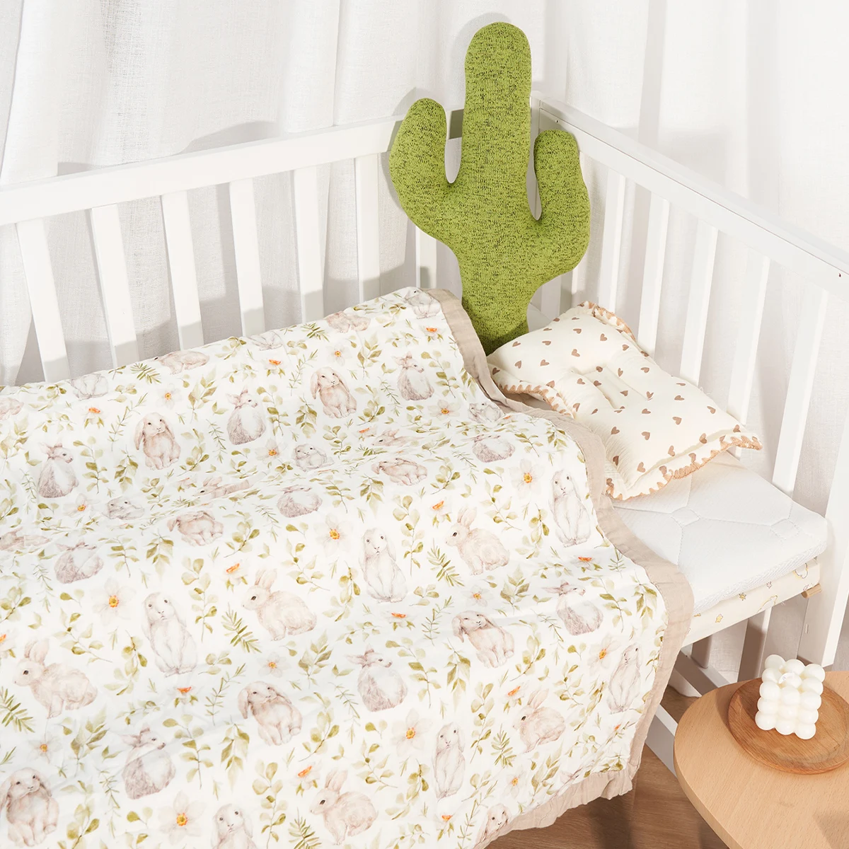 HappyFlute 110x120CM Bamboo Cotton Muslin Swaddle Soft Digital Print 4-Layered Comfortable Blanket for Baby Four Season Use