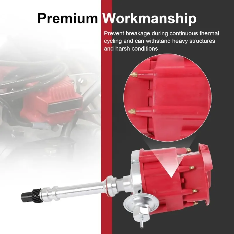 HEI موزع الإشعال الإلكتروني 65K لفائف بديلة لشيفي SBC BBC 305 350 454 5.0L 5.7L 7.4L 8.2L V8 Red Super Cap · Hot