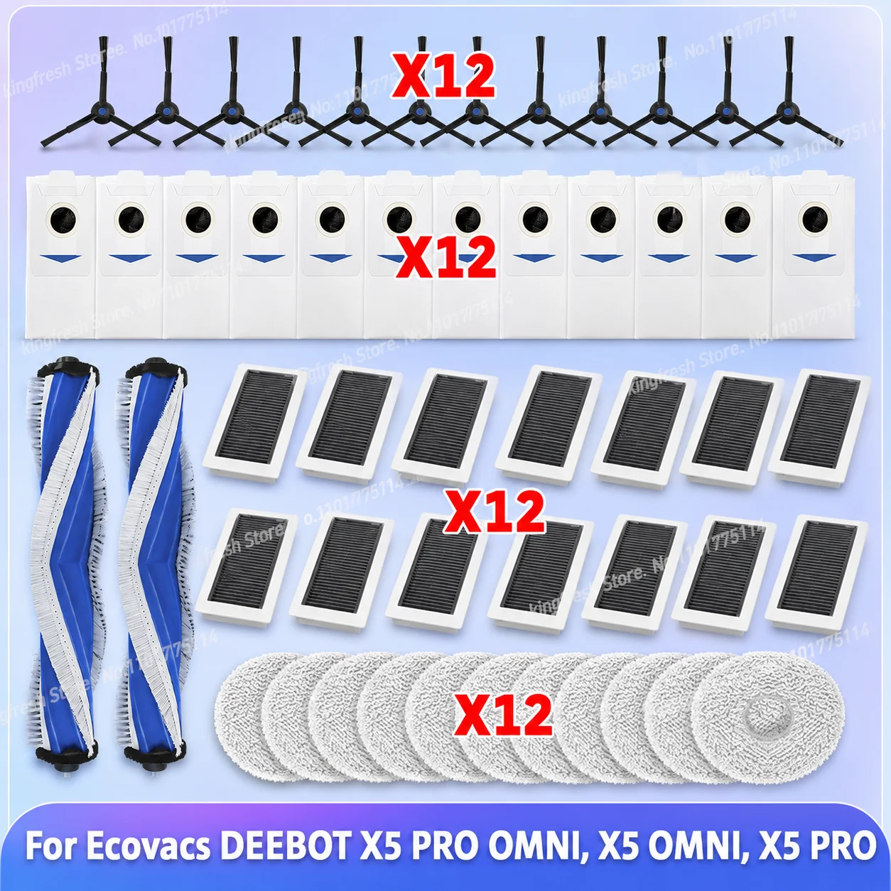 Fit For Ecovacs X5 OMNI / X5 PRO OMNI / X5 PRO Vacuum Parts Main Side Brush Cover Filter Mop Cloth Holder Bag Dustbin Ag+ Module