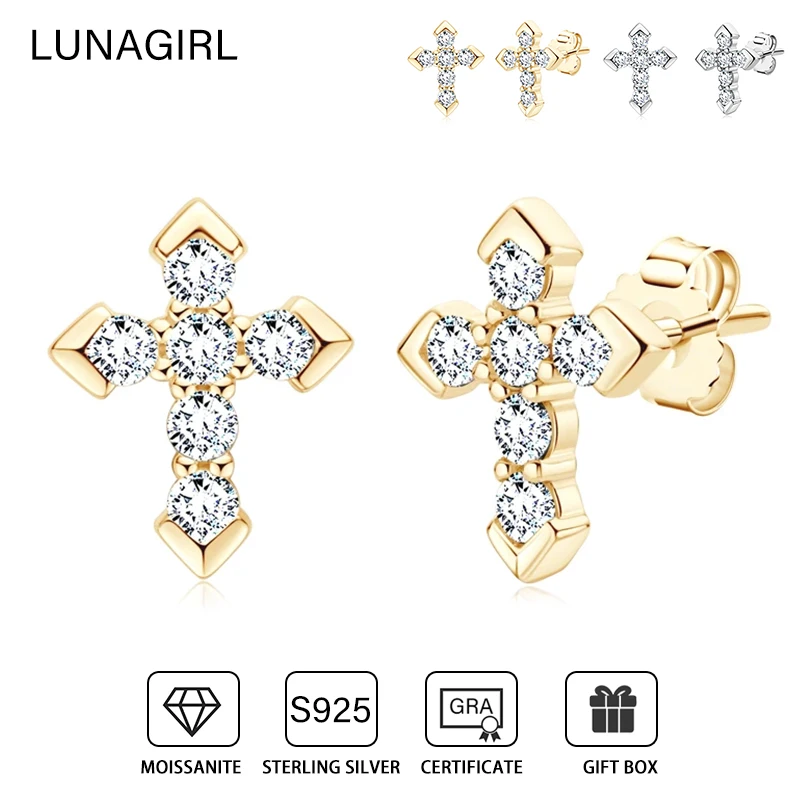 

2.3MM Cross Moissanite Stud Earrings for Women Men Certified Original 925 Silver Lab Diamond Earring Trendy Luxury Jewelry Gifts