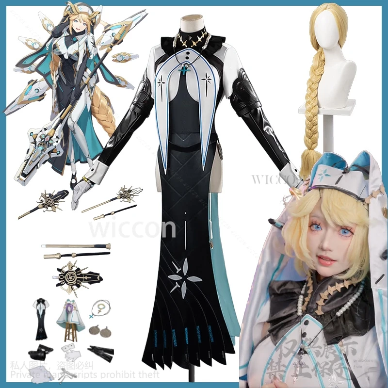 

Anime Princess Cosplay Game Goddess Of Victory NIKKE Sexy Backless Nun Dress Props Hat Gothic Punk Lolita Halloween Customized