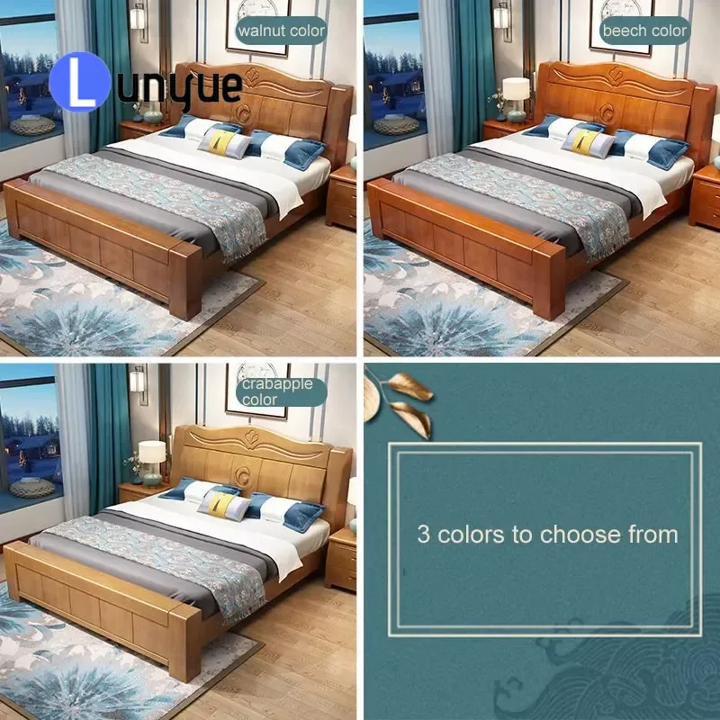 Solid Wood Mahogany California King Bed with Storage Simple Eco Friendly Bedroom Furniture