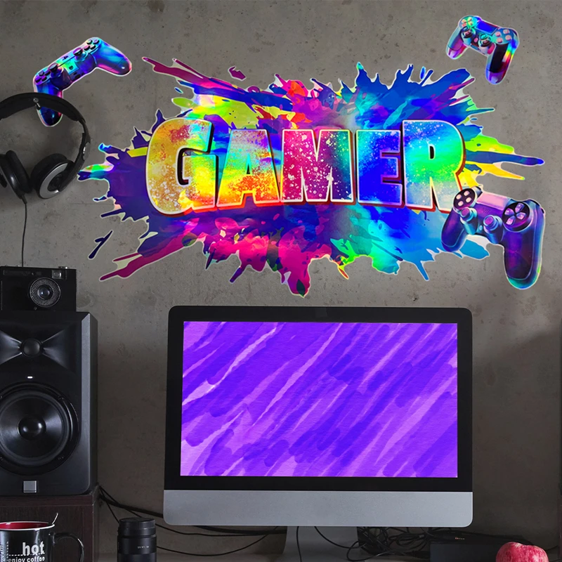 สติ๊กเกอร์ติดผนังลายวัสดุเลเซอ - Gaming Console Game Zone บทวิจารณ์และราคา
