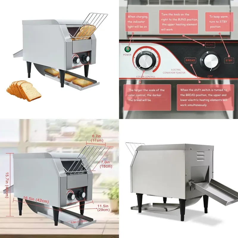 Electric Grill Toaster Commercial Bread Flatbed Conveyor Smart Bread Toaster for Home and Business Use Efficient Heating