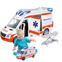 Rescue Vehicle Toys Medical Ambulance Toy truck Lights and Sounds, Large Toy Car Ambulance for 3-8 Years old Kids With Stretcher