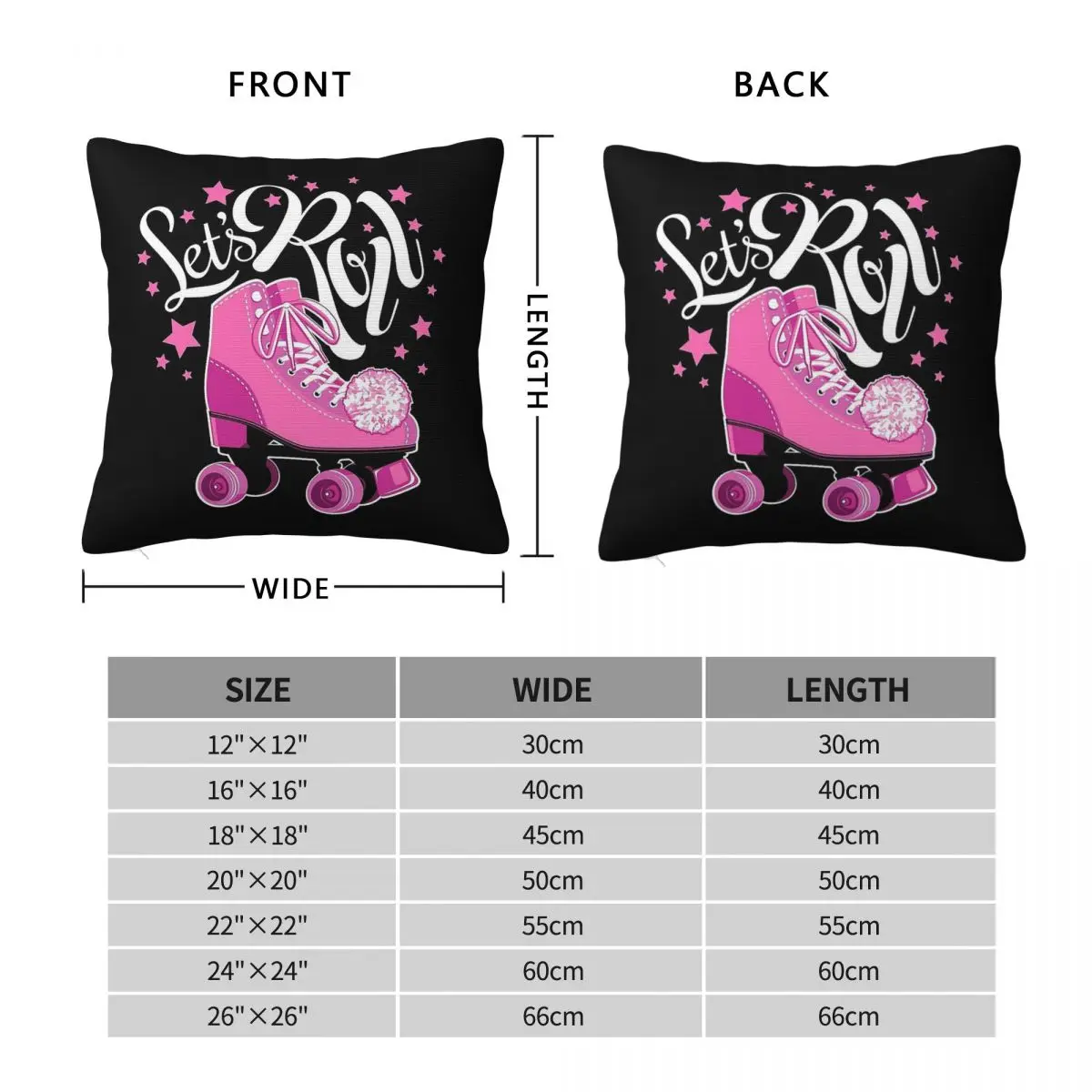 Let's Roll Fun Roller Skate Square Pillowcase Polyester Linen Velvet Creative Zip Decorative Home Cushion Cover