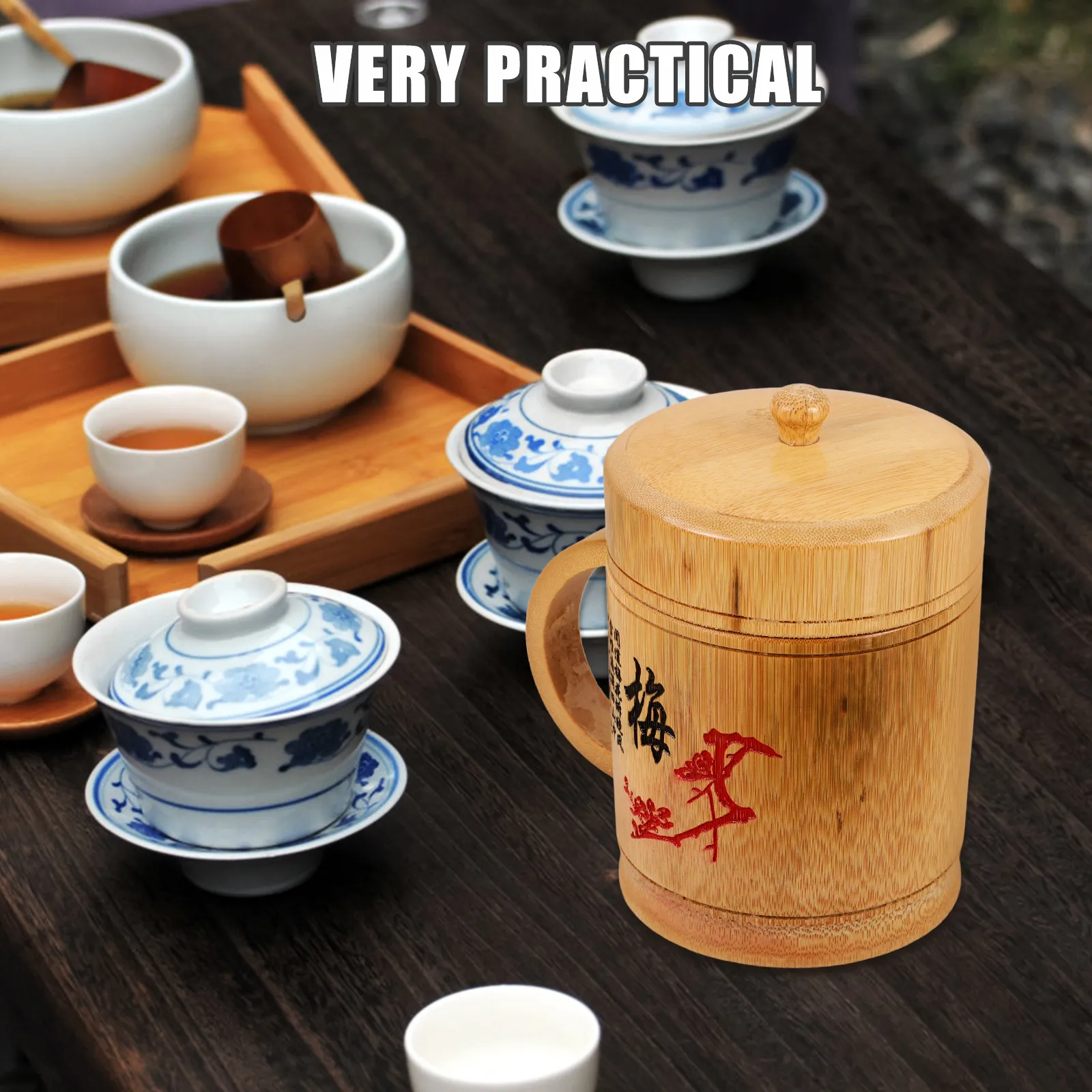 Bamboo Drinking Cup Mug Lightweight Moderate Capacity for Tea Use Outdoor Camping Hiking