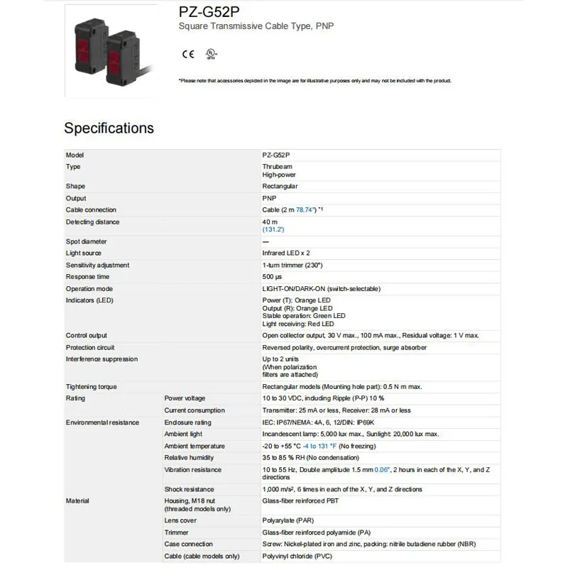 PZ-G52P KEYENCE Penetration type photoelectric switch sensor, welcome to consult