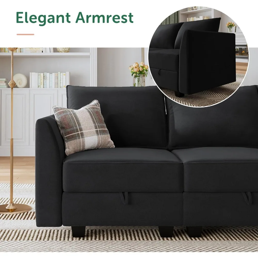 Sectional Sofa Set Oversized U Shaped Couch with Storage Ottoman Convertible Sleeper Sofa Velvet Modular Couch Living Room Sofas