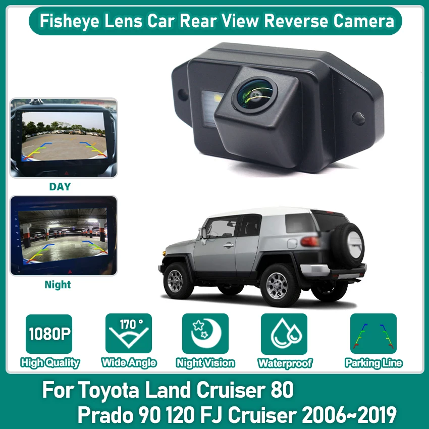 

HD 1080x720P автомобильная камера «рыбий глаз» для Toyota Land Cruiser 80 Prado 90 120 FJ Cruiser 2006 ~ 2019 задняя камера освещение номерного знака