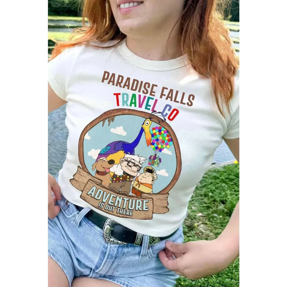 شركة ديزني بيكسار أب بارادايس فولز للسفر. تي شيرت Adventure Is Out There تي شيرت Carl Ellie Dug Russel Kevin للسيدات والرجال #2