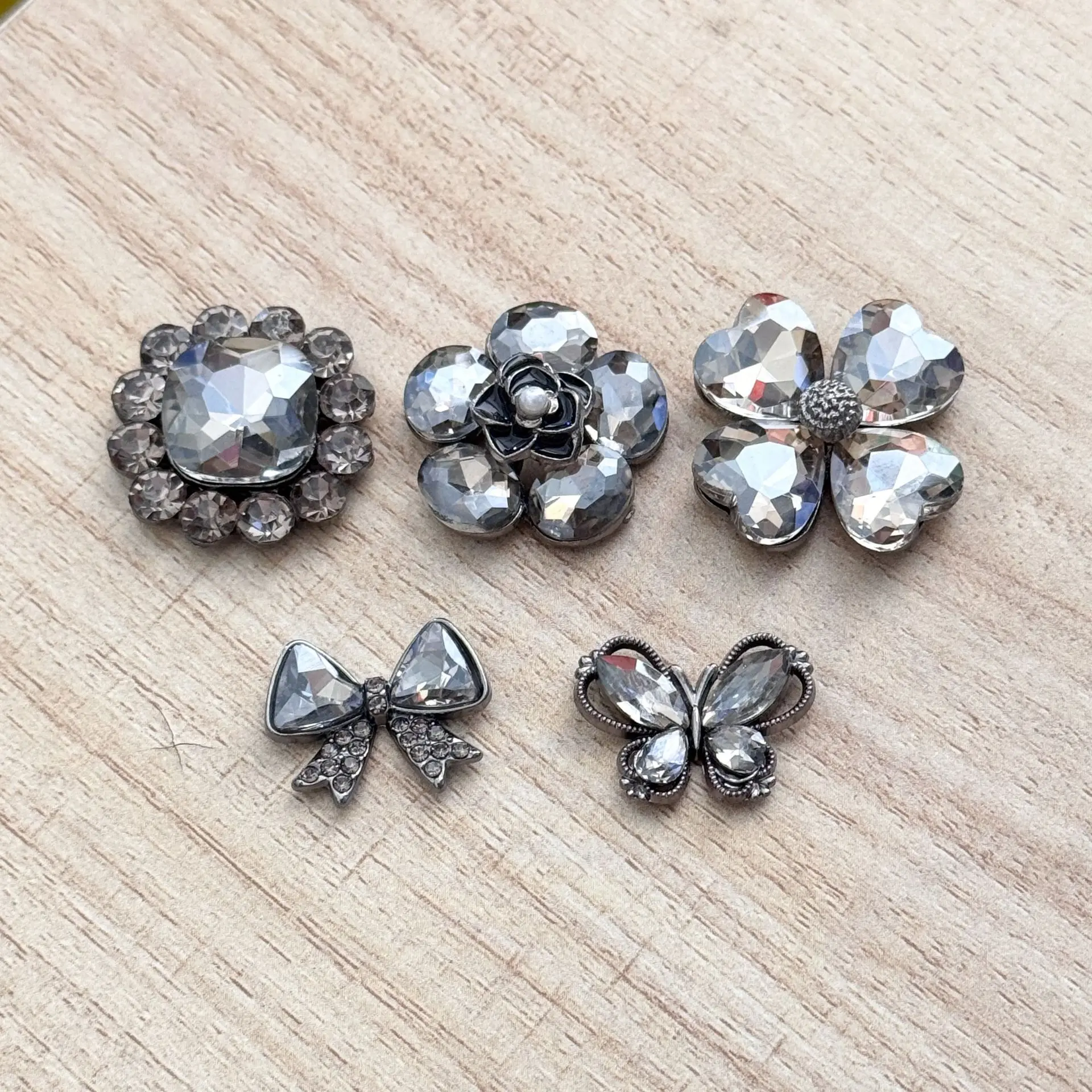 SKYE CIEL All Black Series Brooch 10Pcs/Lot Crystal Rhinestone Button flat Base Center decorative Embellishment