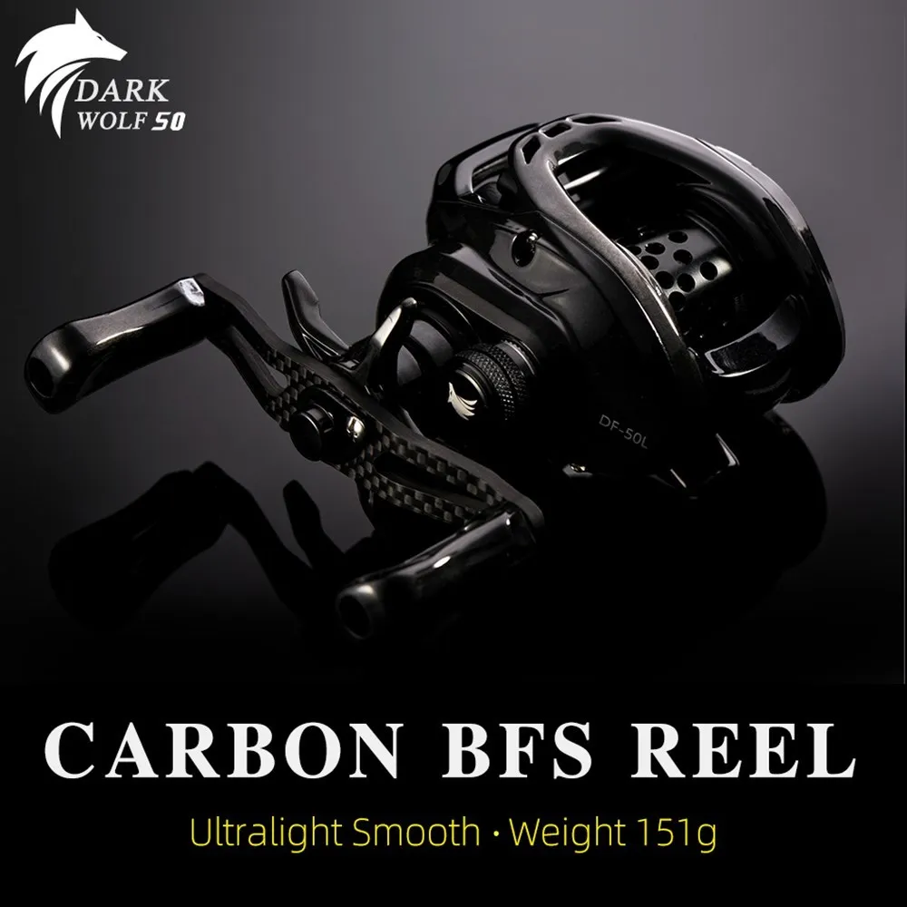 TSURINOYA Dark Wolf 50 Carbon Saltwater Smooth Ultralight Fishing Baitcasting Reel 151g BFS Bait Finesse For Perch Tilapia Trout