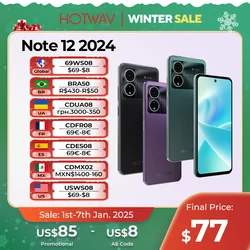 HOTWAV Note 12 2024 Smartphone 6,8 ''pantalla grande Android 14 OS 16(6 + 10)GB 128GB teléfono móvil 48MP 5160mAh teléfono móvil ultrafino