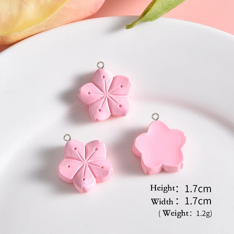 10Pcs Cute Pink Flowers Cake Donut Series Resin Charms Cherry Blossom Earring Keychain Pendants for Jewelry Making DIY Accessory