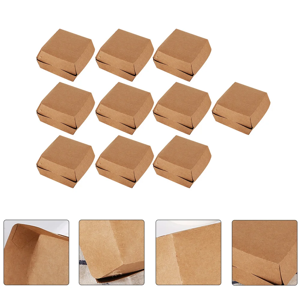 30 Pcs Burger Box Packaging Case Kraft Paper Container Takeout Hamburgers Salad Disposable Multifunction