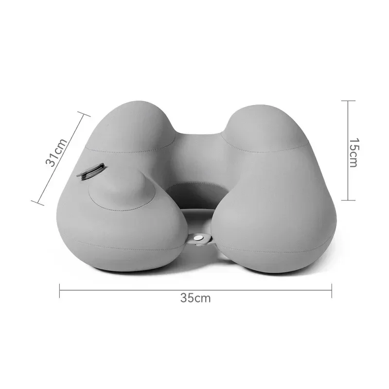 1Pc Press Type Inflatable Pillow U-shaped Pillow, Foldable U-shaped Double Hump Neck Pillow, Portable Outdoor Travel Pillow