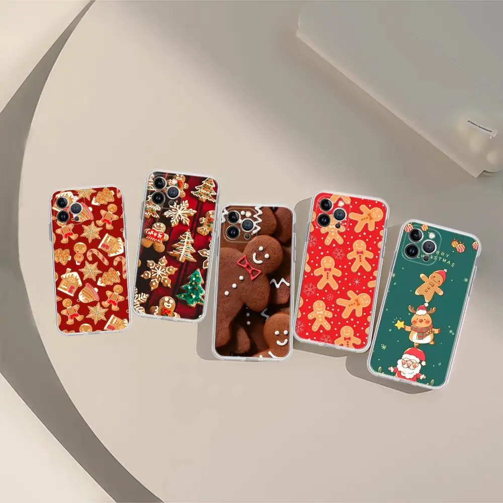 Christmas Gingerbread Man Phone Case Silicone Soft for iphone 15 14 13 12 11 Pro Mini XS MAX 8 7 6 Plus X XS XR Cover