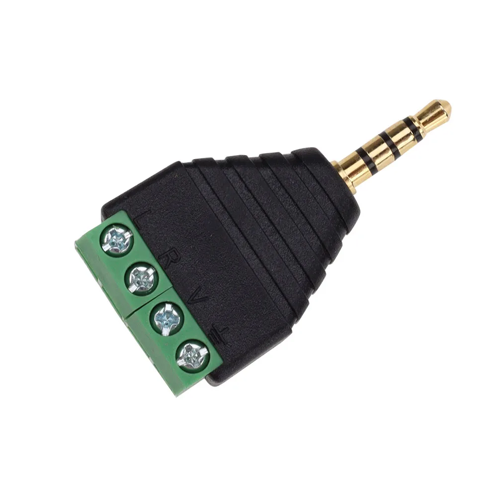 Conector sin soldadura estéreo de cuatro polos, Conector de Audio a Terminal, 100 piezas, 3,5mm