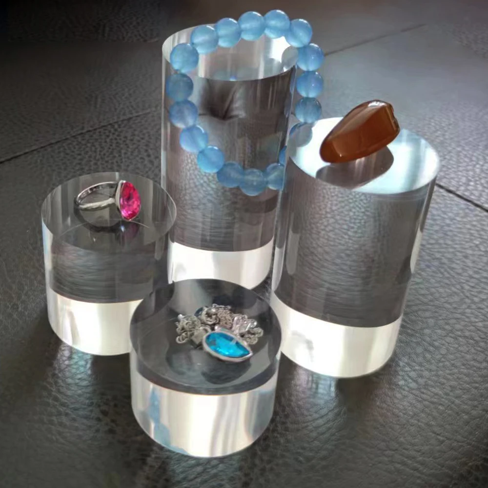 Acrylic Cylinder Ring Jewelry Display Stand Doll Mold Holder Transperant Earring Rack Cosmetic Photography Stand Doll Block