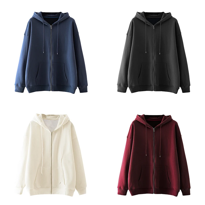 A · Fashion Cardigan Hoodie Loose Zip-up Outerwear