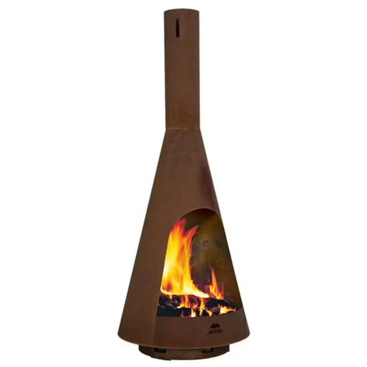 Outdoor chimney European wood burning fireplace with wood storage